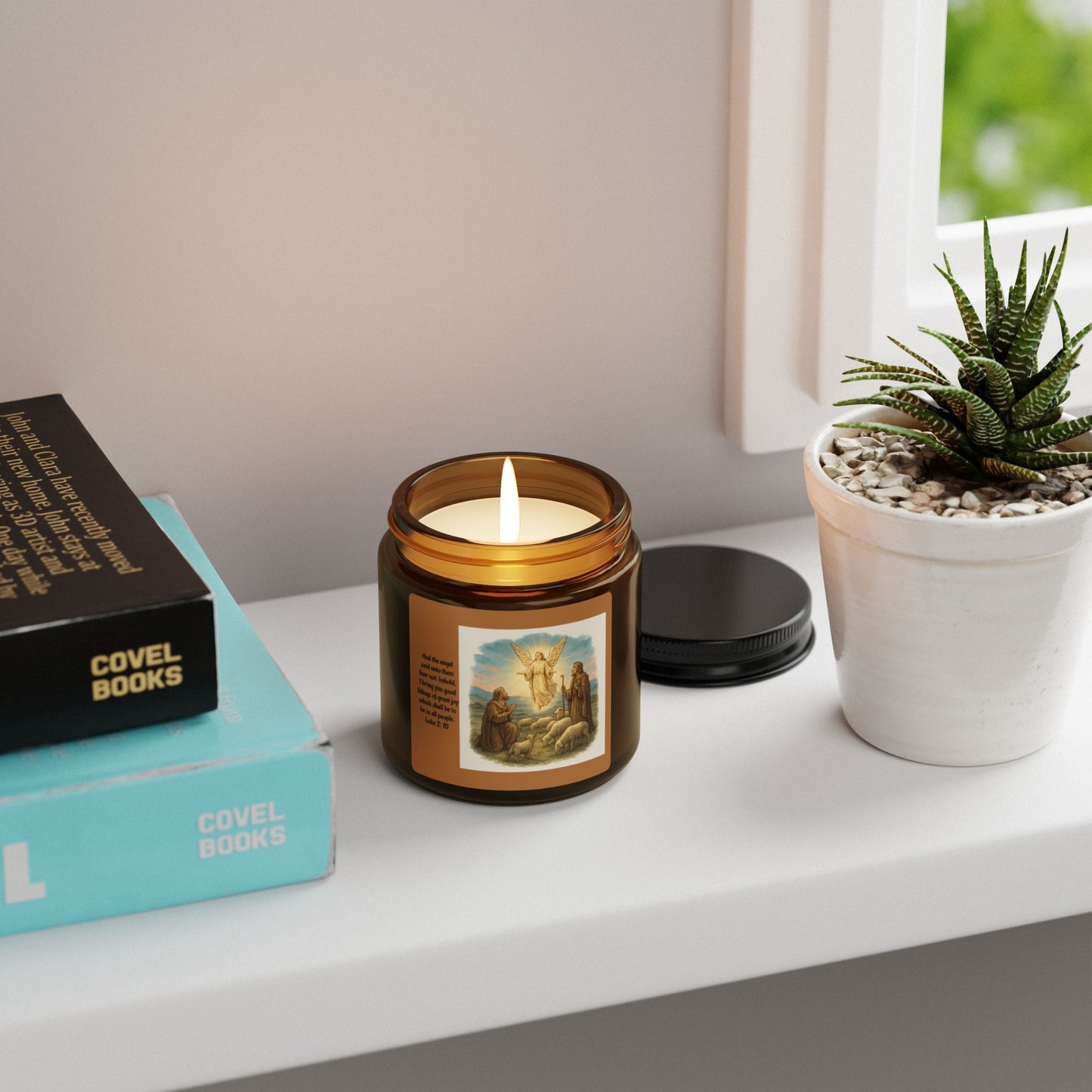 Luke 2:10  Scented Soy Candle (Multi-Size, Amber Jar)