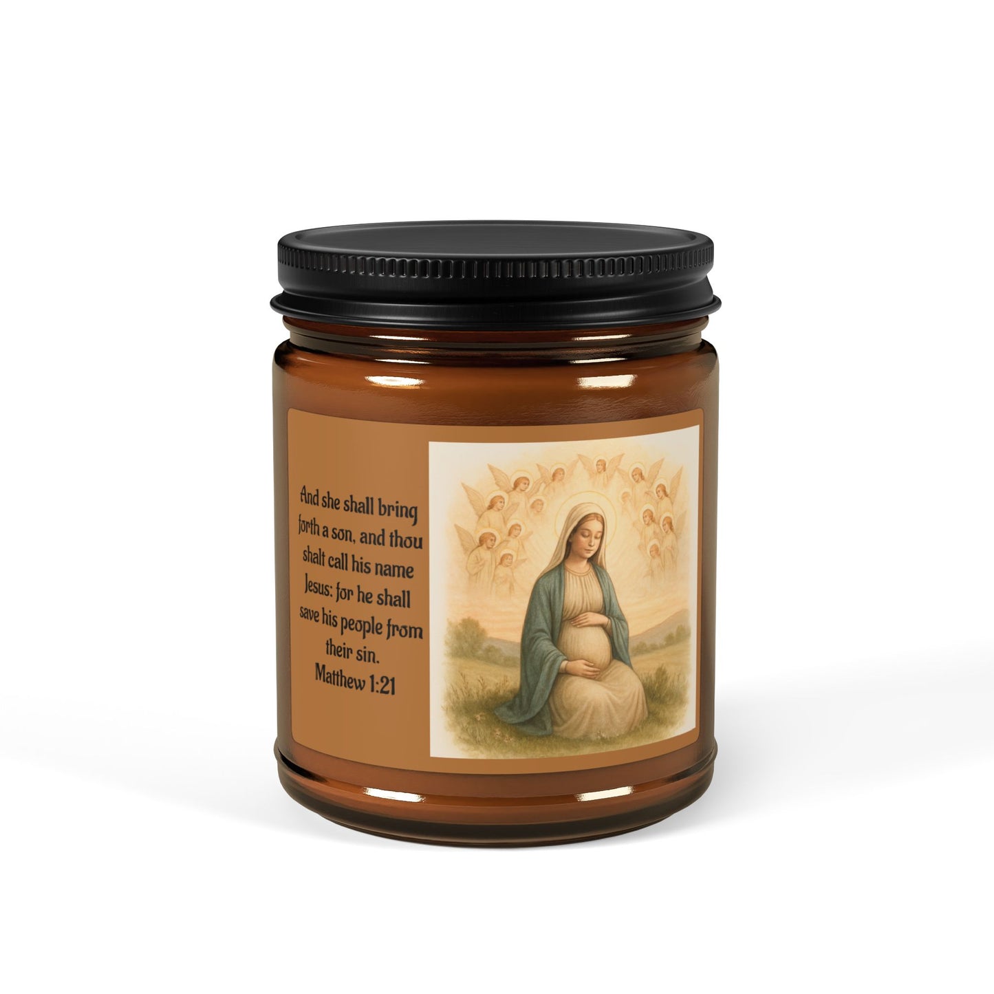 Matthew 1:21  Scented Soy Candle (Multi-Size, Amber Jar)