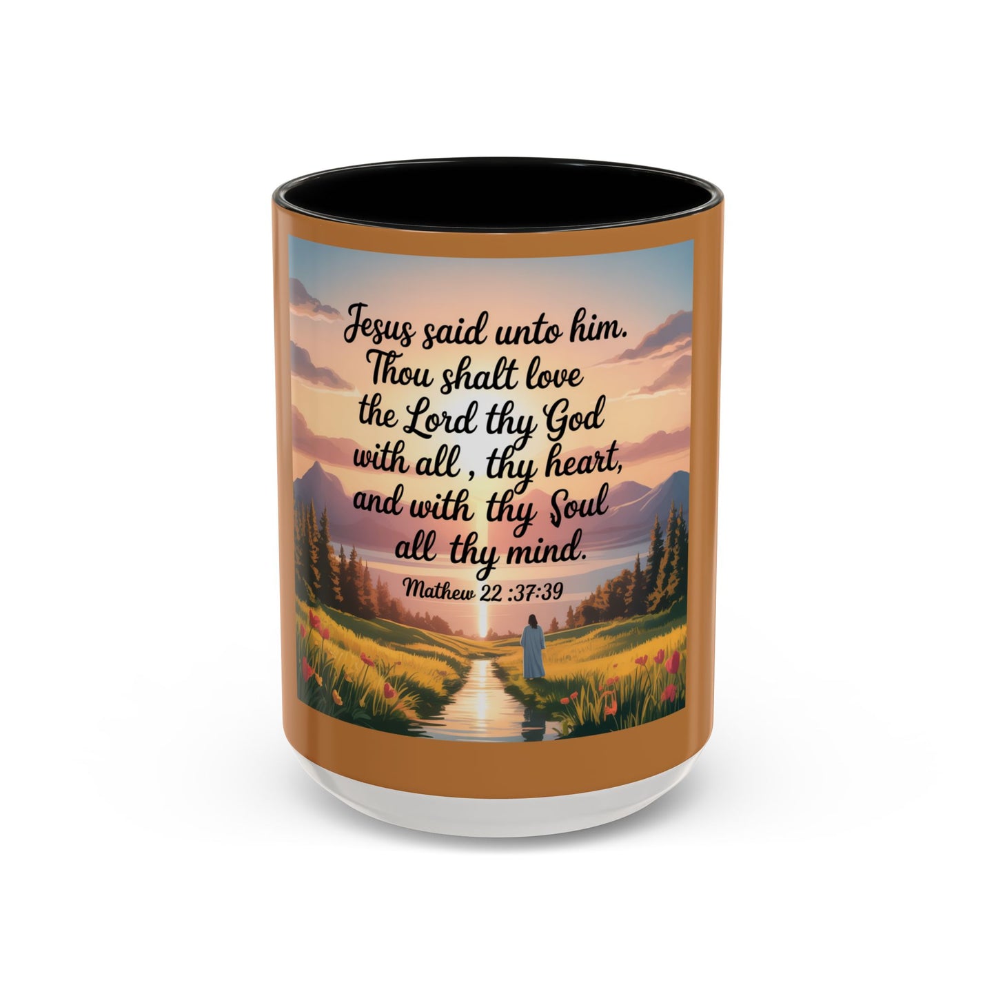 Matthew 22:37-39 Accent Coffee Mug (11, 15oz)