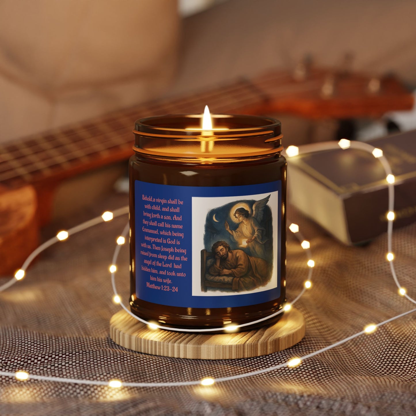 Matthew 1:23-24  Scented Soy Candle (Multi-Size, Amber Jar)