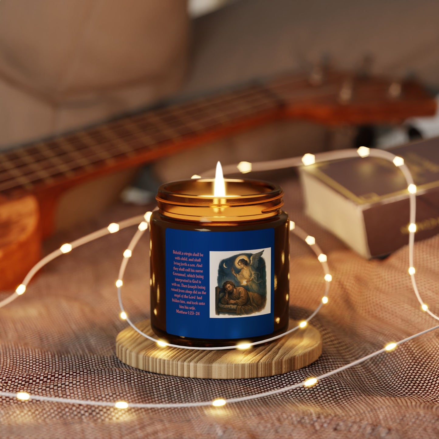 Matthew 1:23-24  Scented Soy Candle (Multi-Size, Amber Jar)