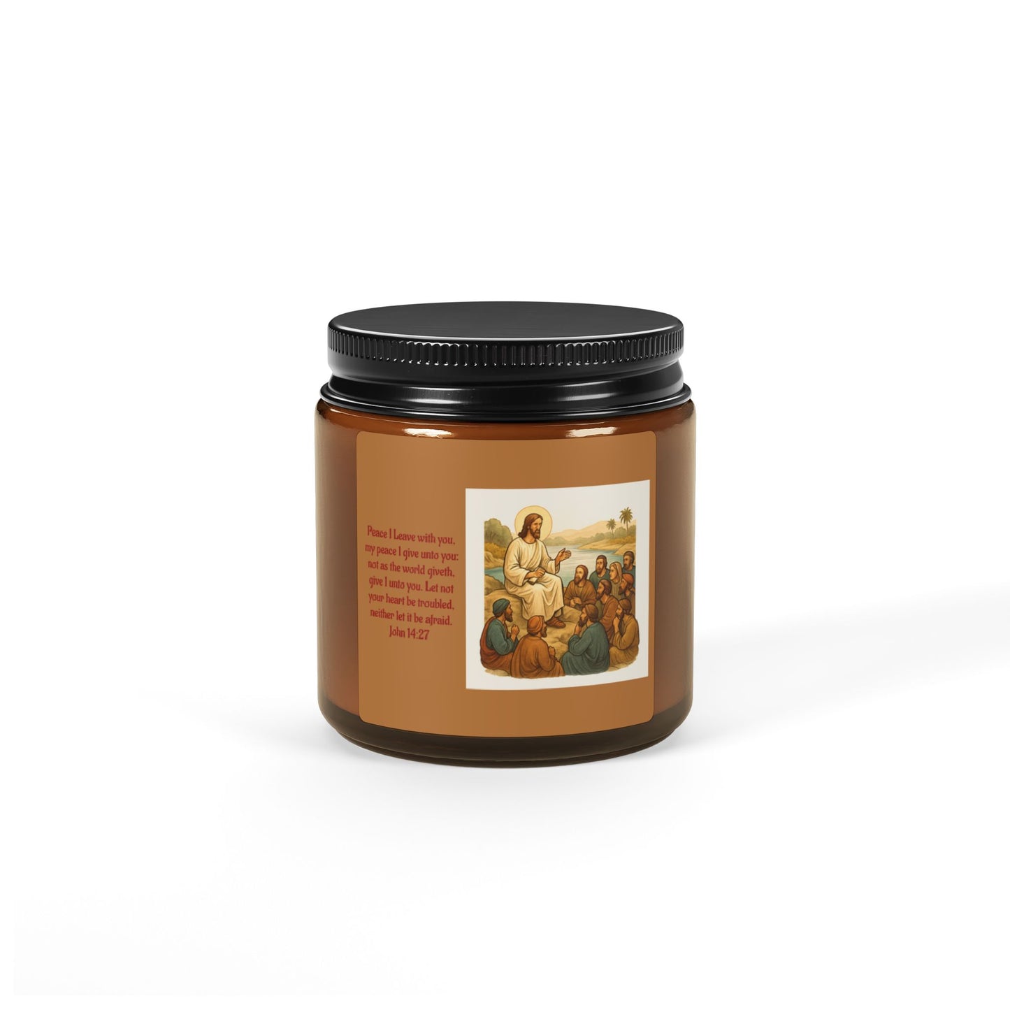 John 14:27  Scented Soy Candle (Multi-Size, Amber Jar)
