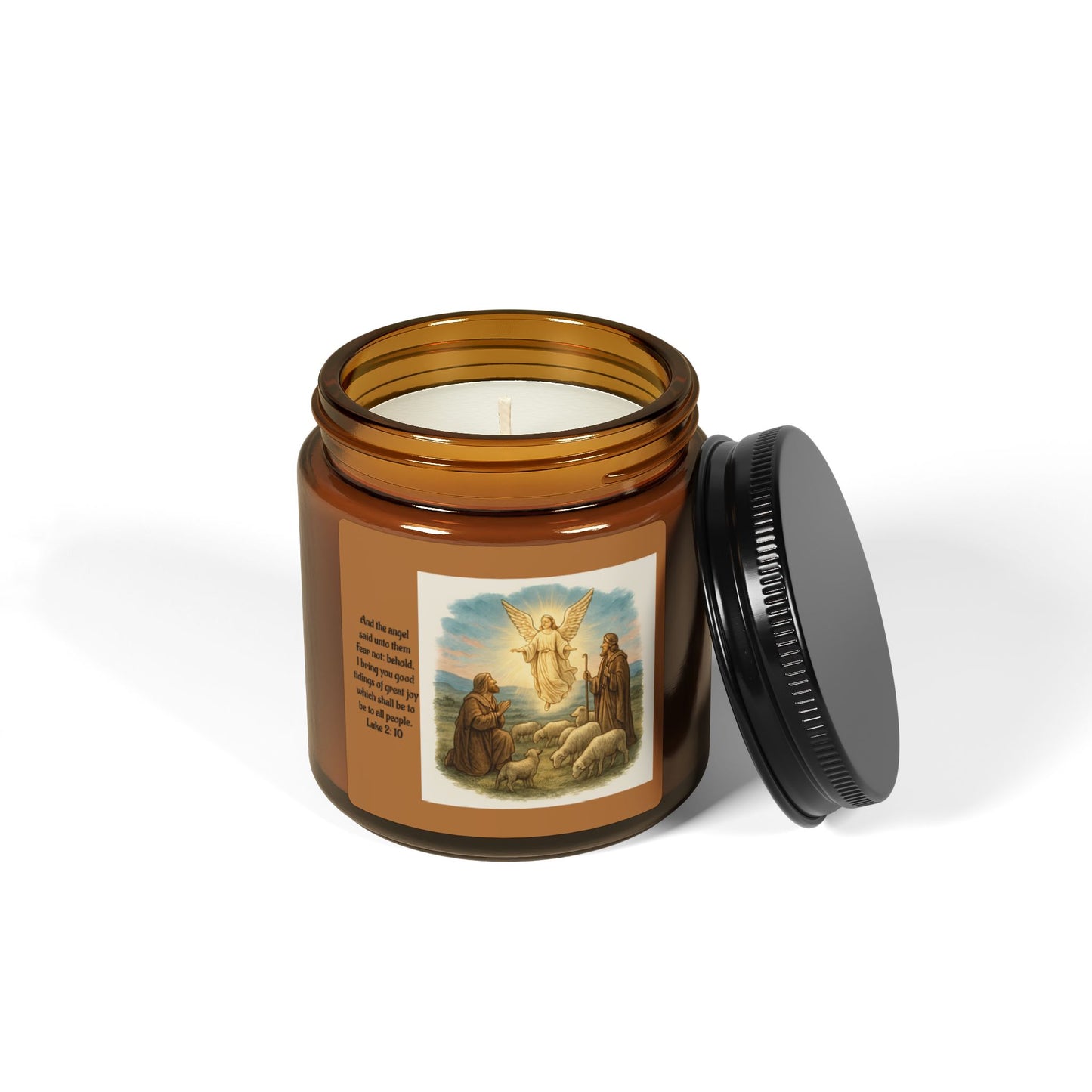 Luke 2:10  Scented Soy Candle (Multi-Size, Amber Jar)