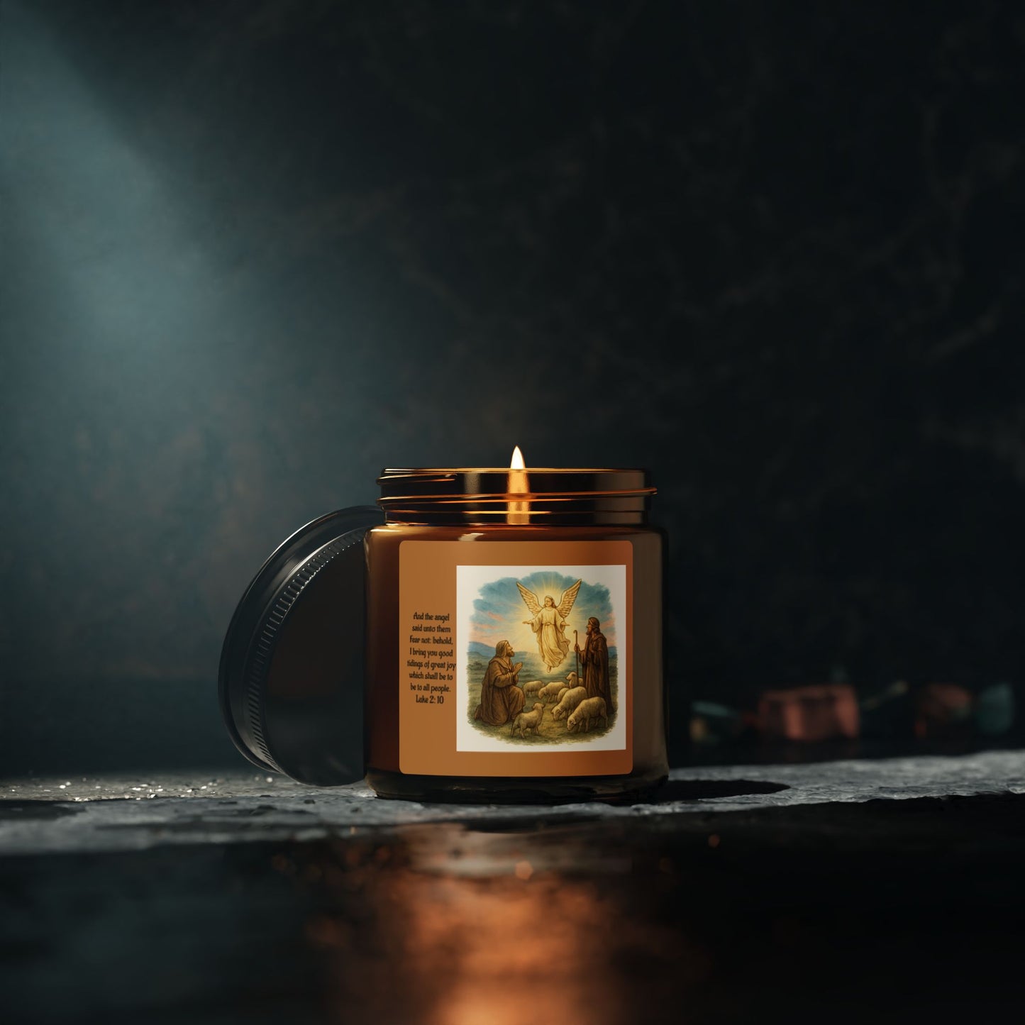 Luke 2:10  Scented Soy Candle (Multi-Size, Amber Jar)