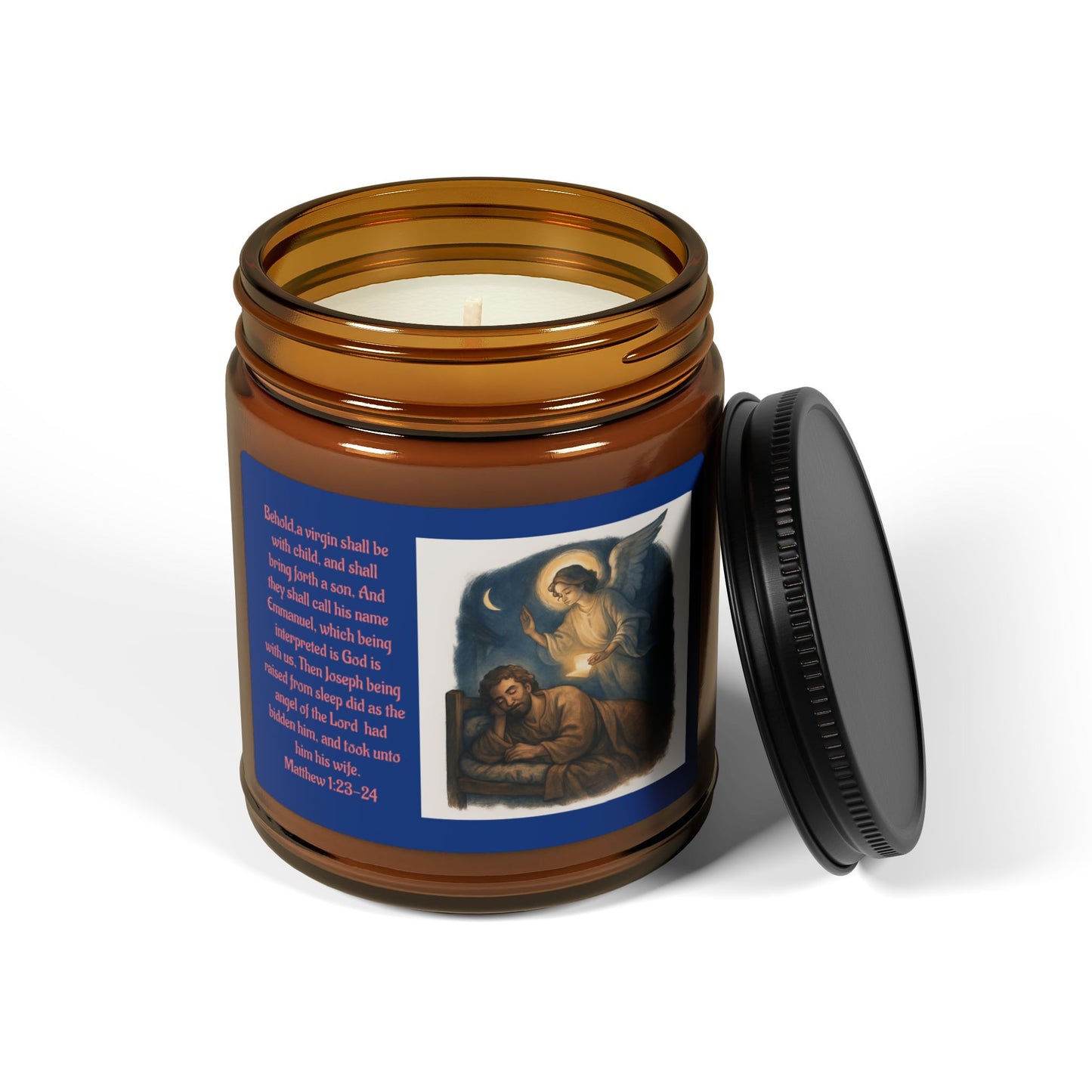 Matthew 1:23-24  Scented Soy Candle (Multi-Size, Amber Jar)