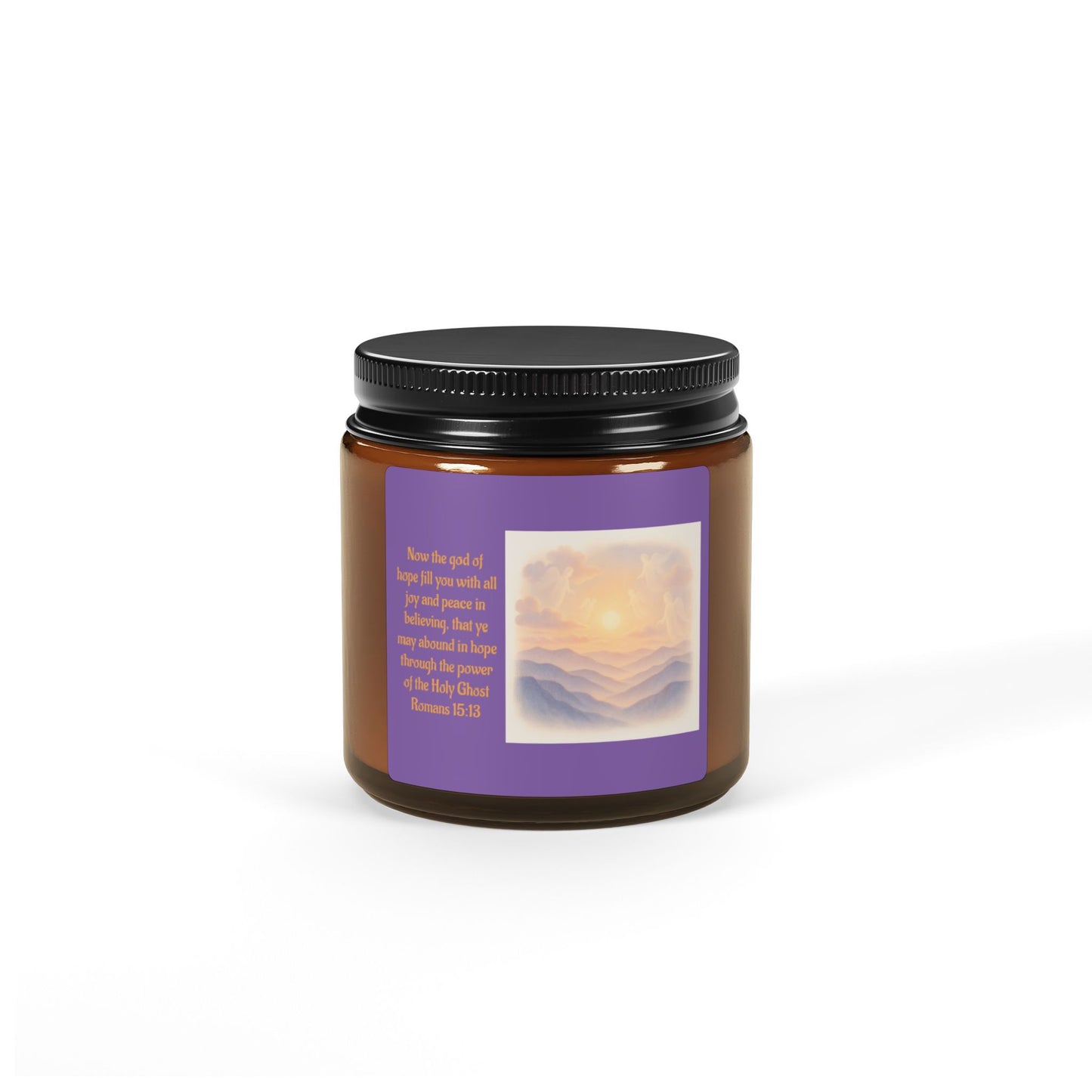 Romans 15:13  Scented Soy Candle (Multi-Size, Amber Jar)