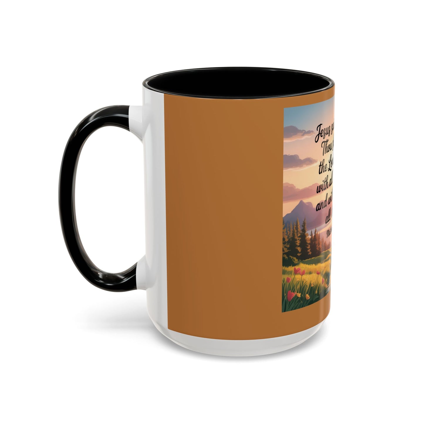 Matthew 22:37-39 Accent Coffee Mug (11, 15oz)