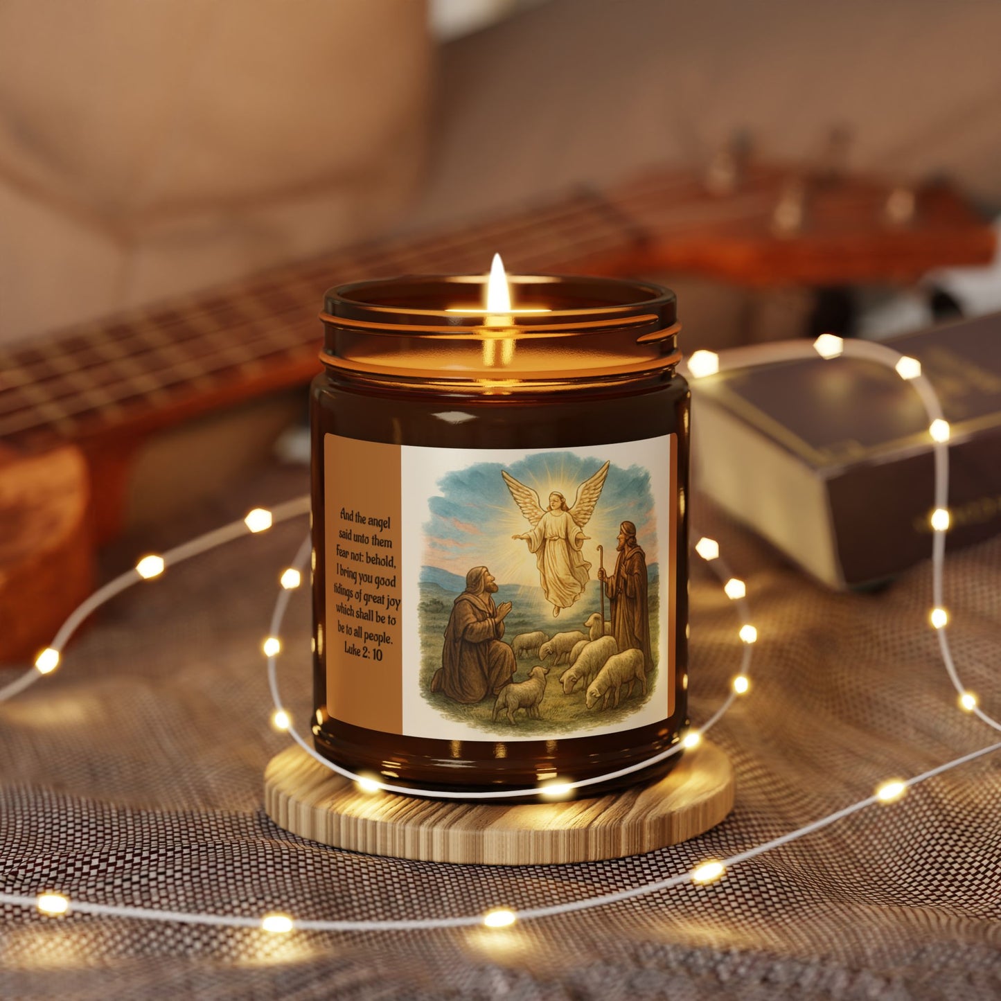 Luke 2:10  Scented Soy Candle (Multi-Size, Amber Jar)