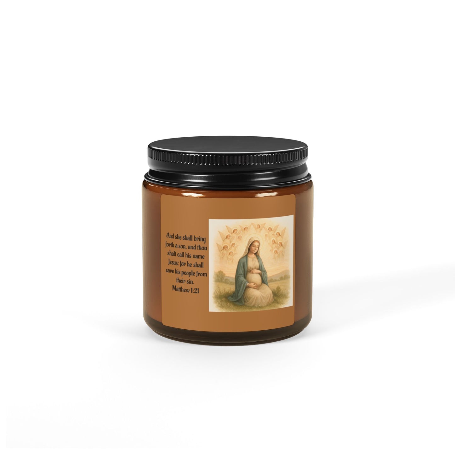 Matthew 1:21  Scented Soy Candle (Multi-Size, Amber Jar)