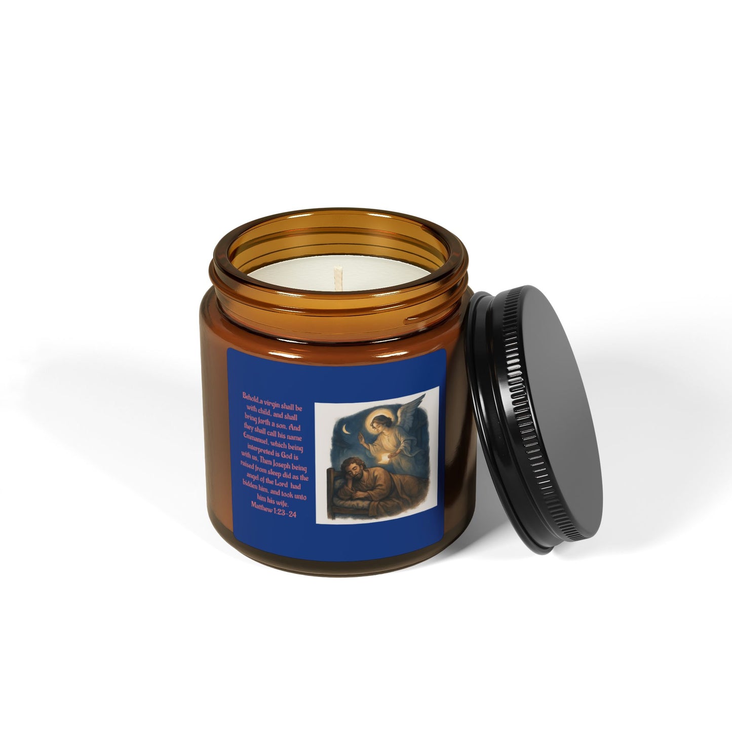 Matthew 1:23-24  Scented Soy Candle (Multi-Size, Amber Jar)