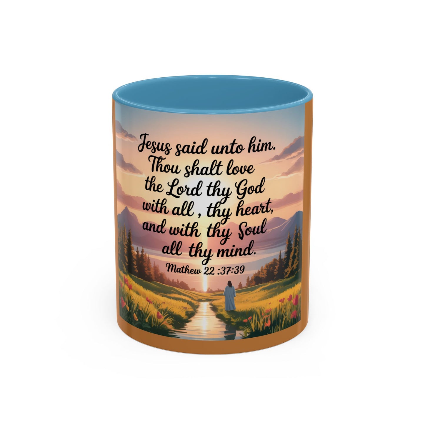 Matthew 22:37-39 Accent Coffee Mug (11, 15oz)