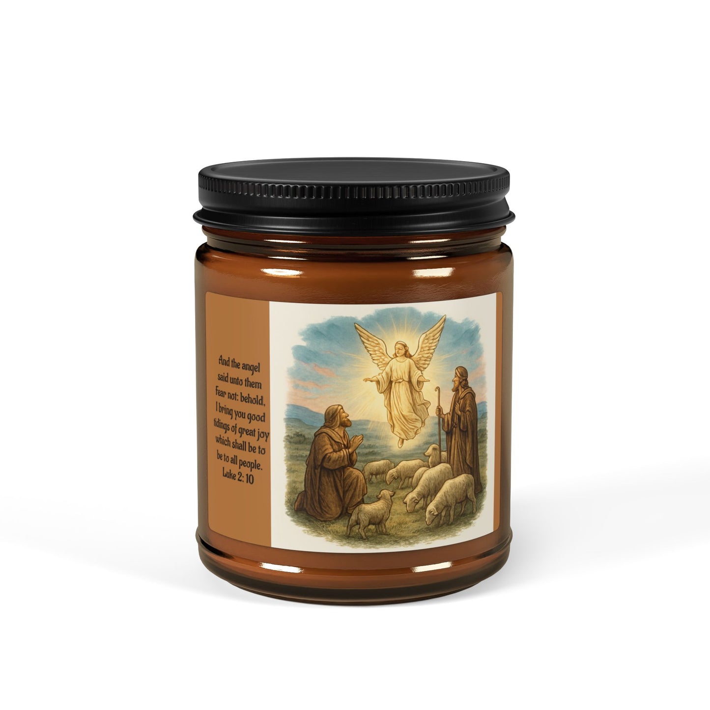 Luke 2:10  Scented Soy Candle (Multi-Size, Amber Jar)