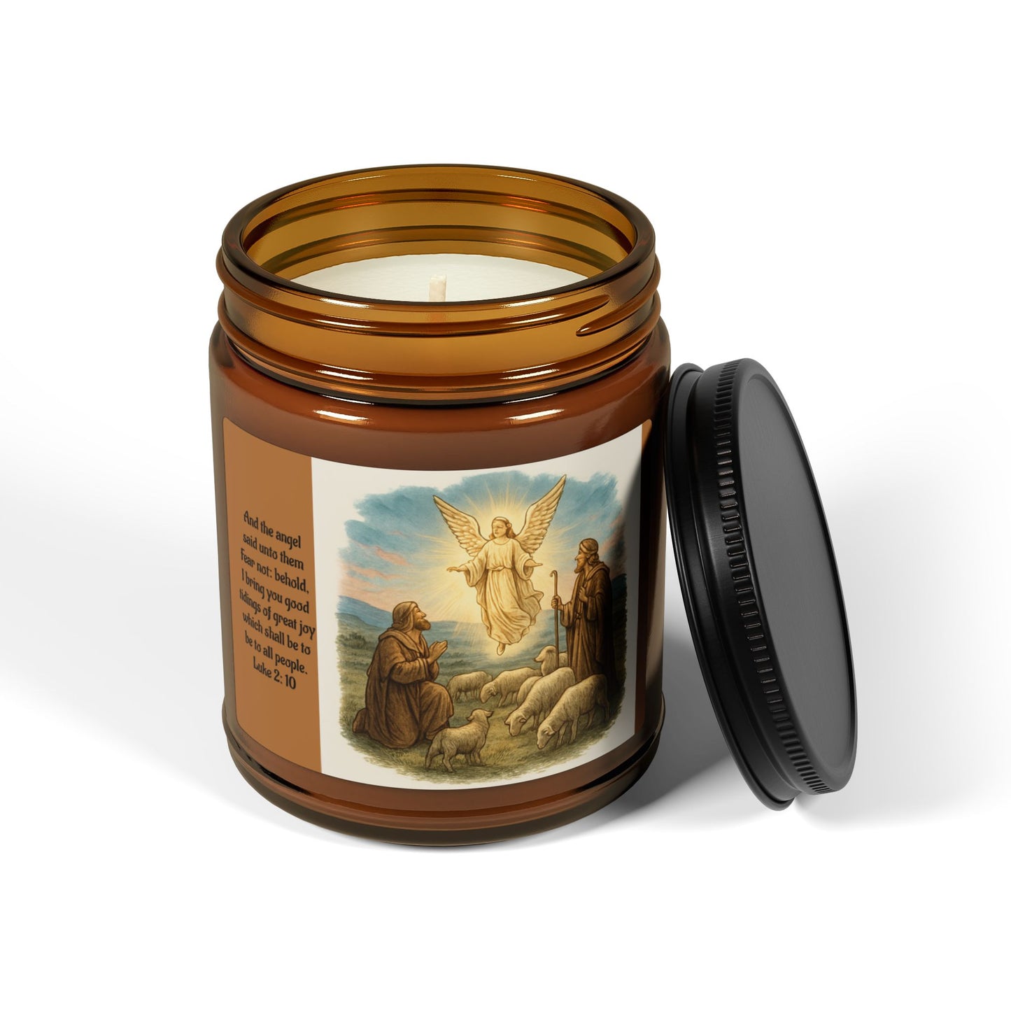 Luke 2:10  Scented Soy Candle (Multi-Size, Amber Jar)