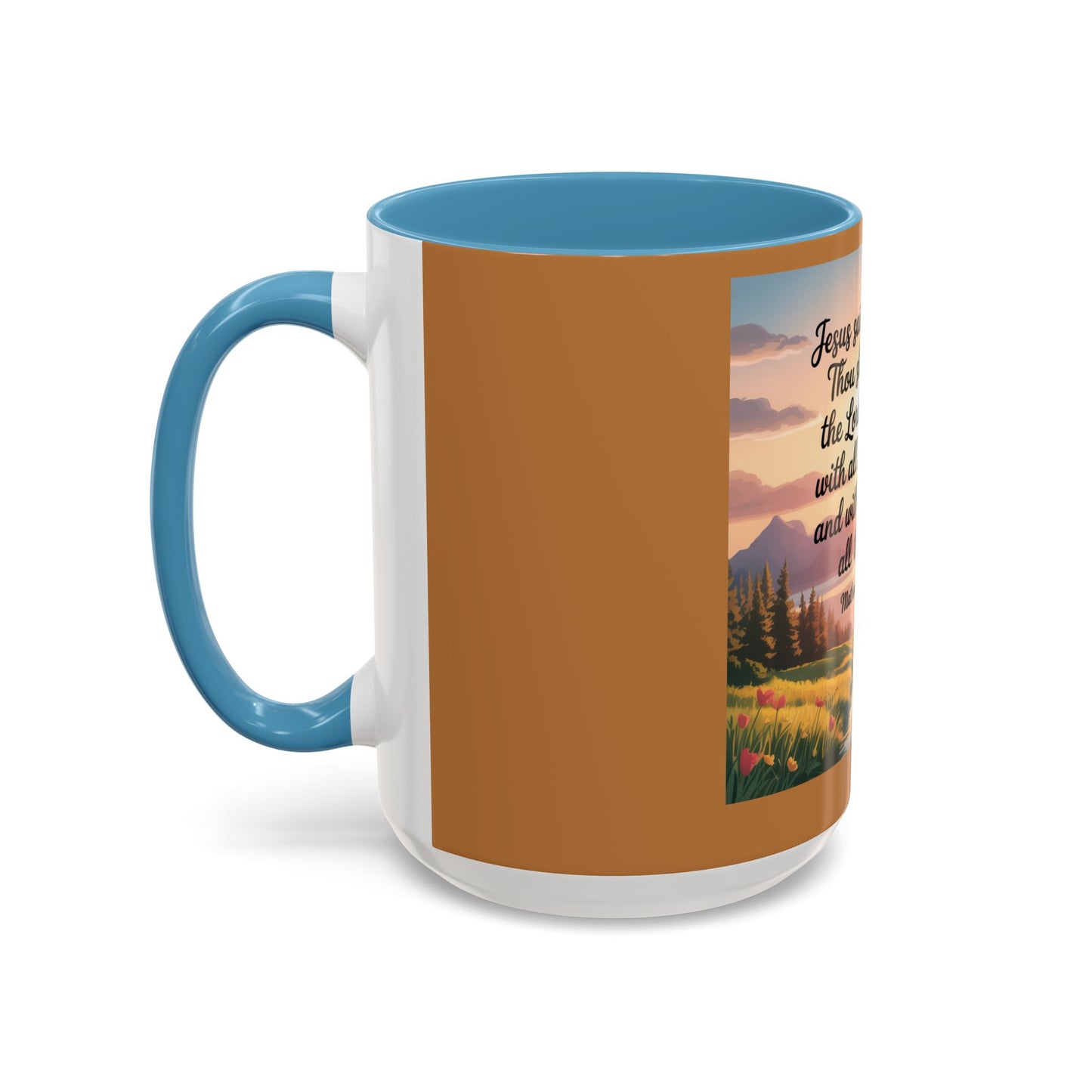 Matthew 22:37-39 Accent Coffee Mug (11, 15oz)