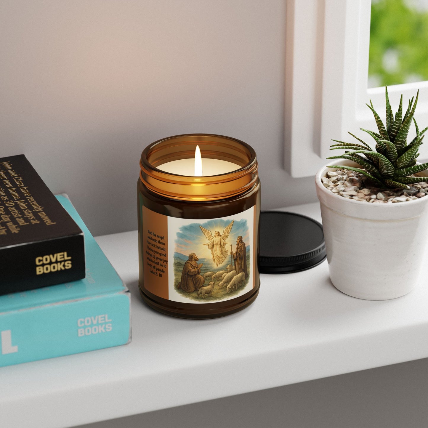 Luke 2:10  Scented Soy Candle (Multi-Size, Amber Jar)