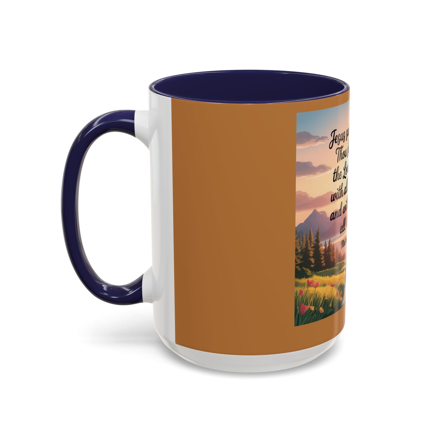 Matthew 22:37-39 Accent Coffee Mug (11, 15oz)