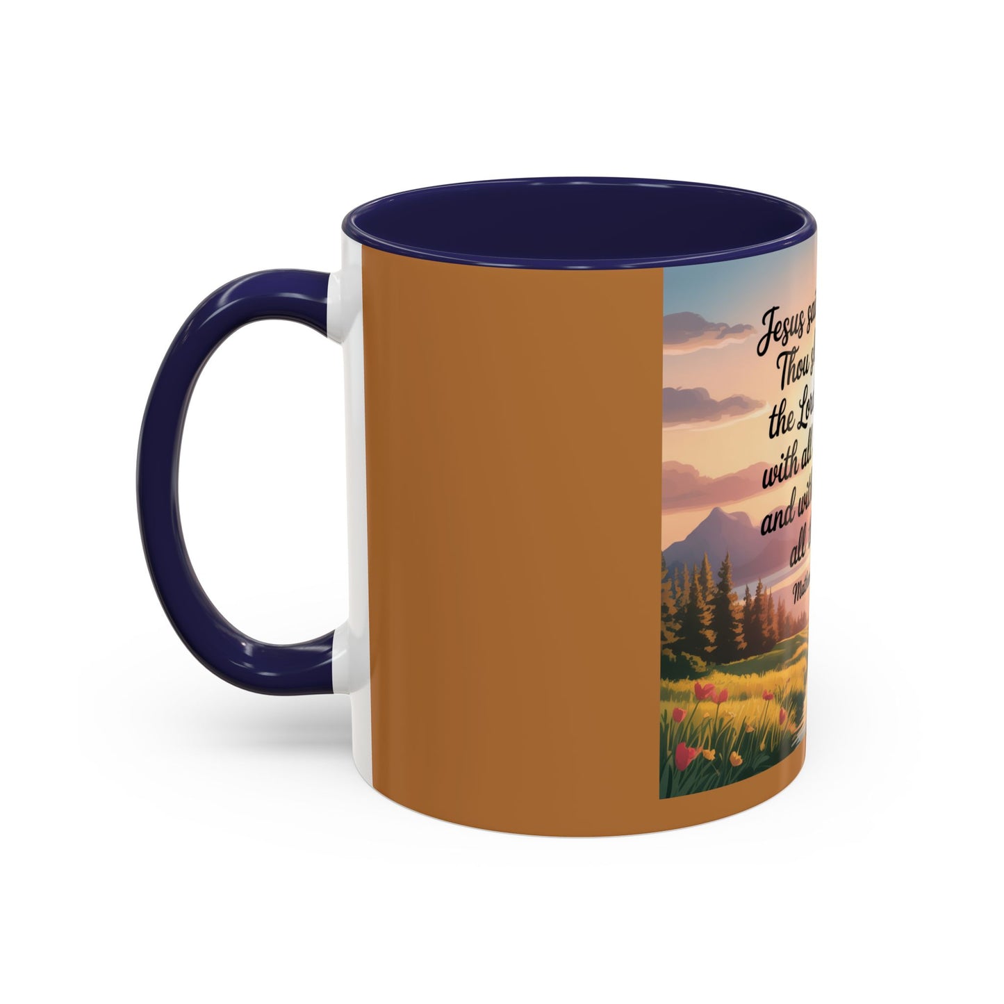 Matthew 22:37-39 Accent Coffee Mug (11, 15oz)