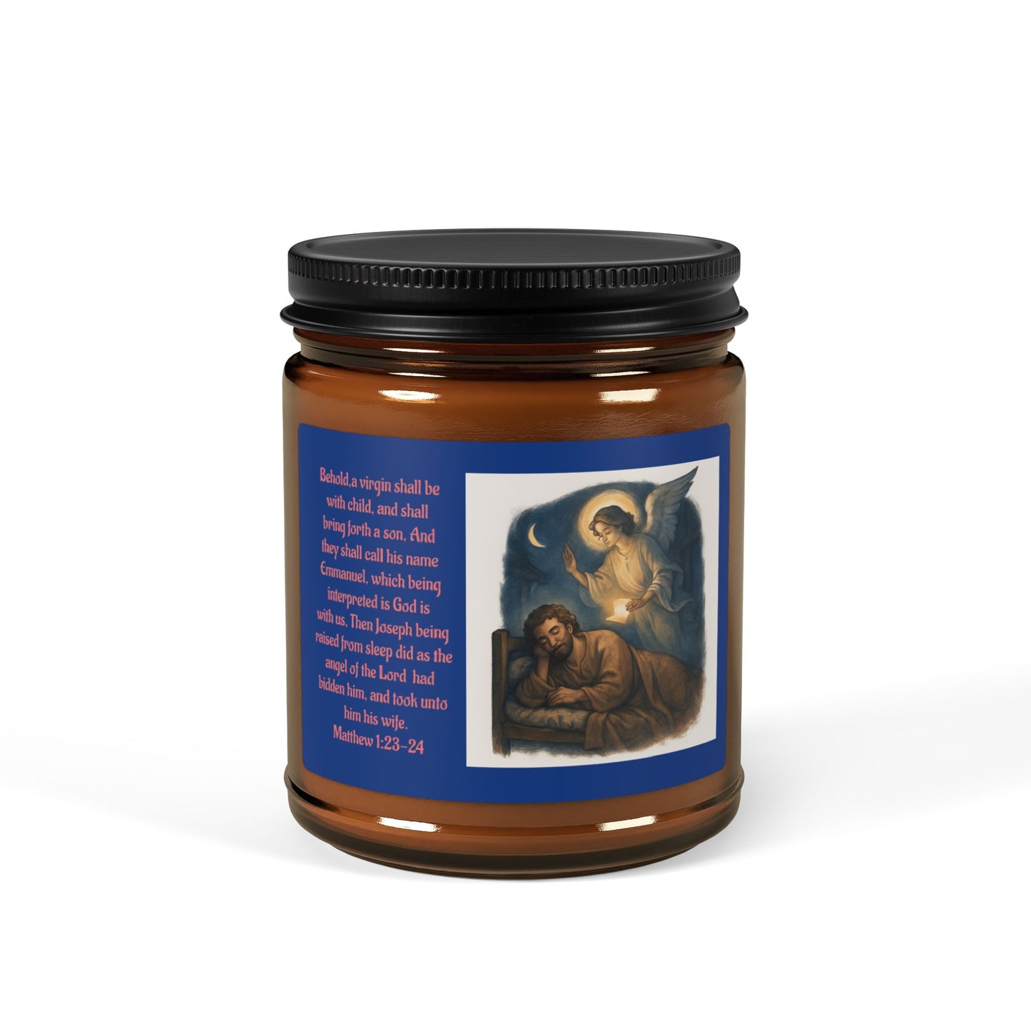 Matthew 1:23-24  Scented Soy Candle (Multi-Size, Amber Jar)
