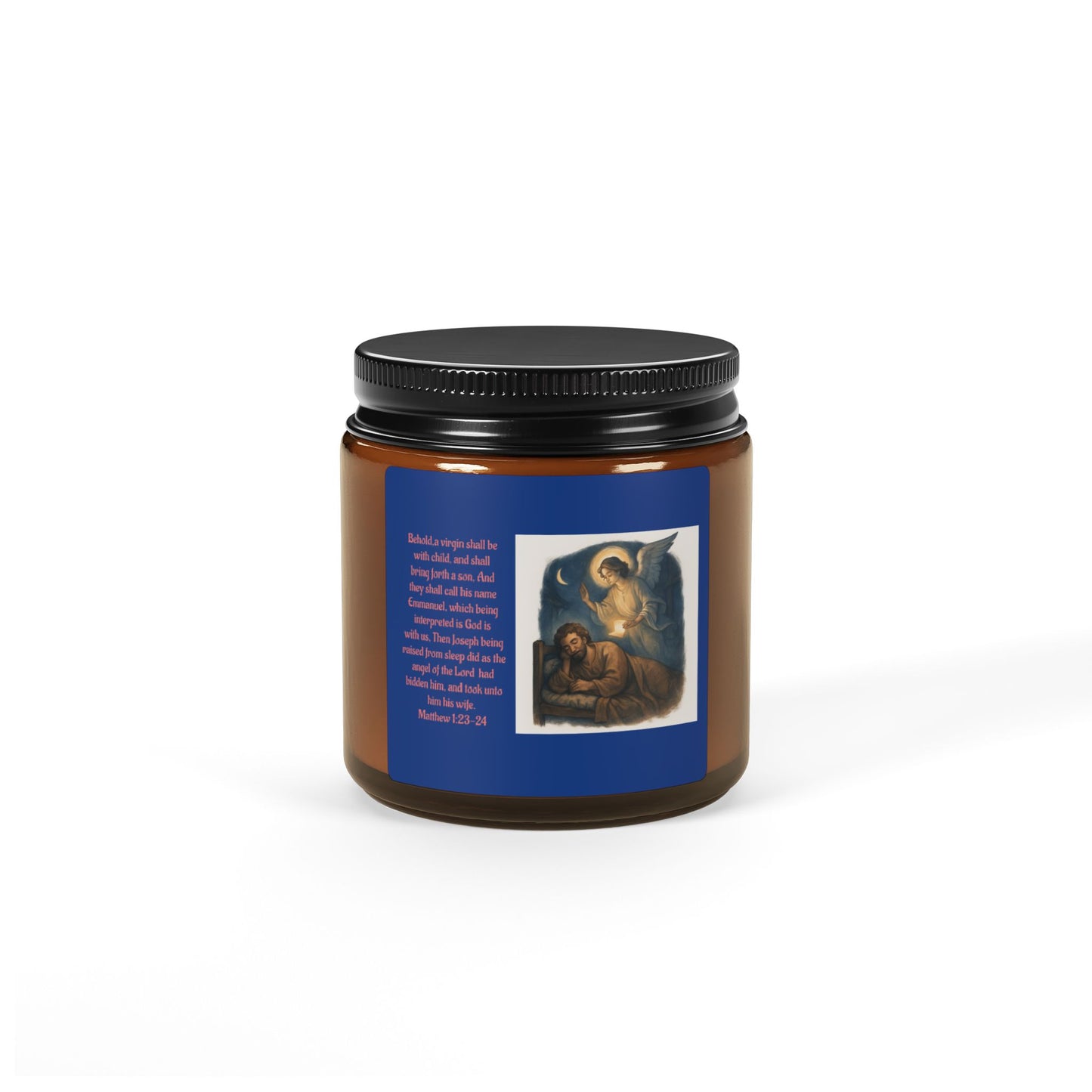 Matthew 1:23-24  Scented Soy Candle (Multi-Size, Amber Jar)