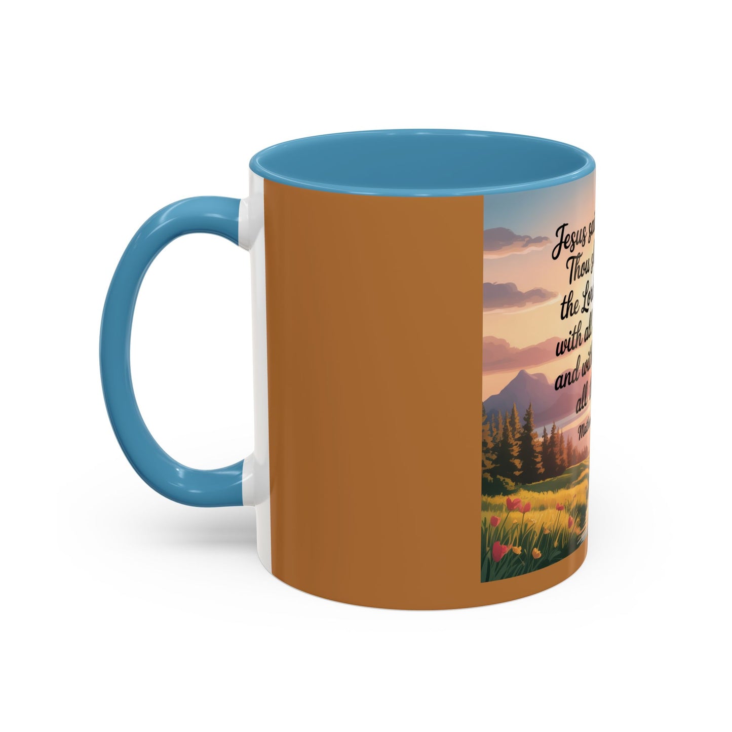 Matthew 22:37-39 Accent Coffee Mug (11, 15oz)